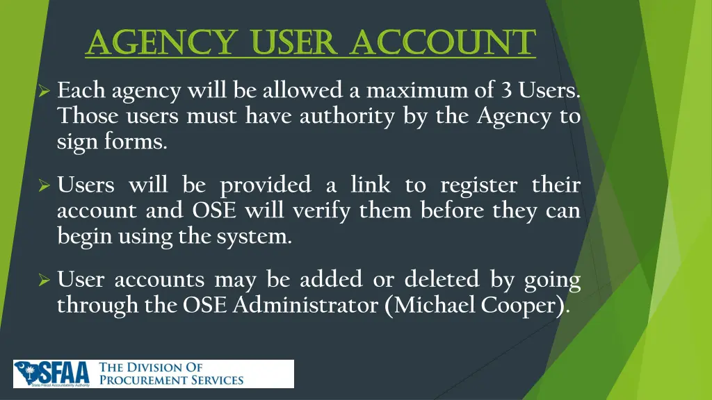 agency user account agency user account