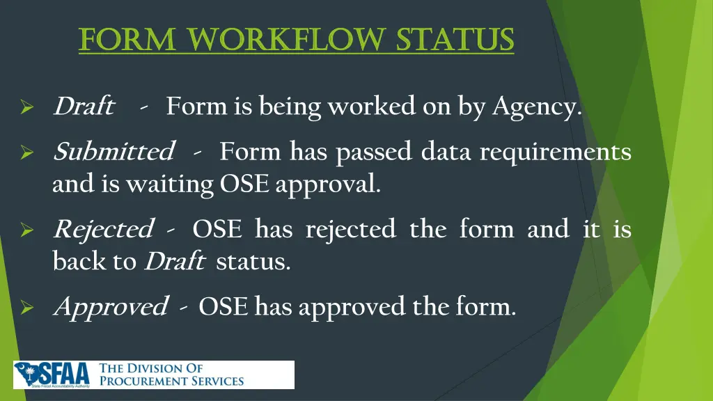 form workflow status form workflow status