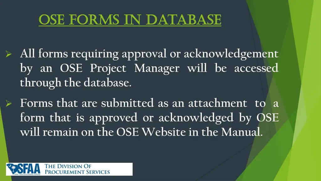 ose forms in database ose forms in database