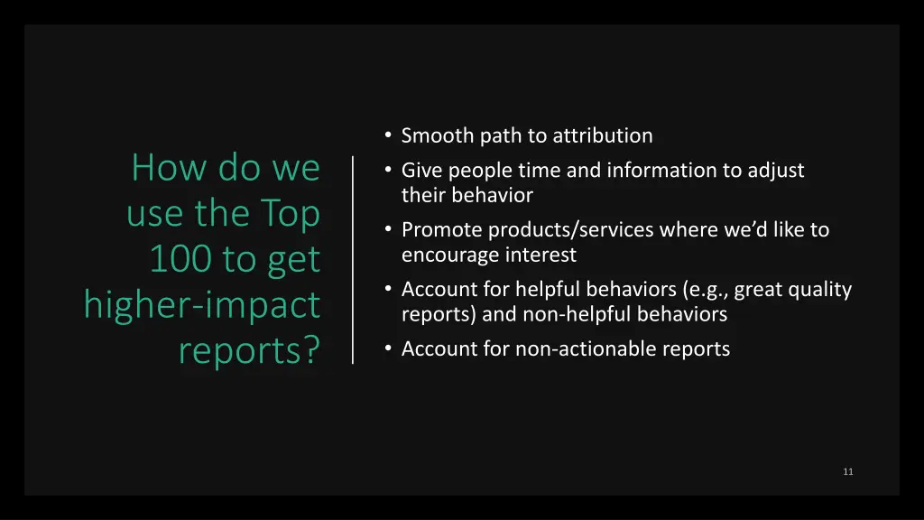 smooth path to attribution give people time