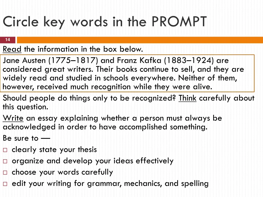 circle key words in the prompt