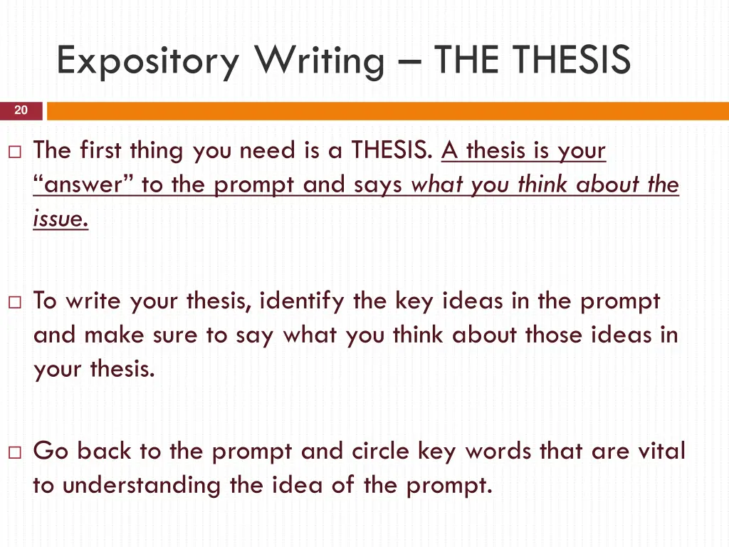 expository writing the thesis