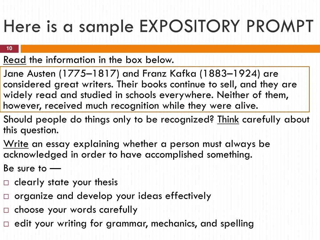 here is a sample expository prompt