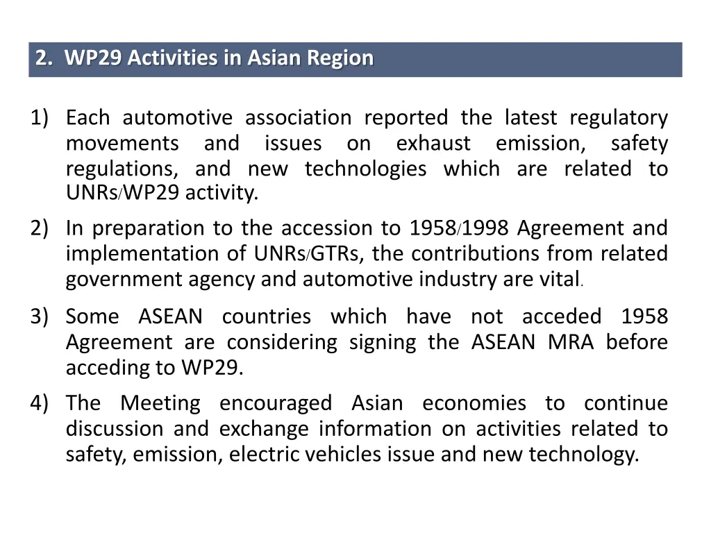 2 wp29 activities in asian region