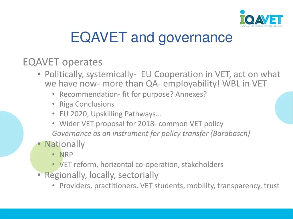 eqavet and governance