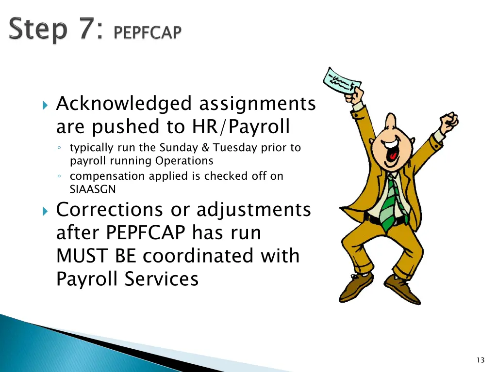 acknowledged assignments are pushed to hr payroll