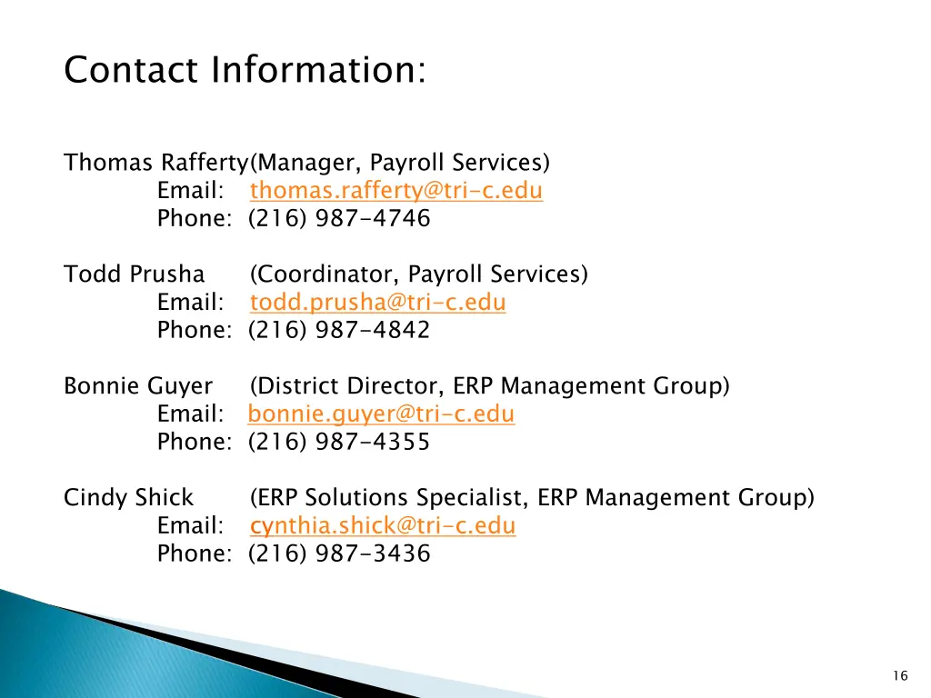 contact information