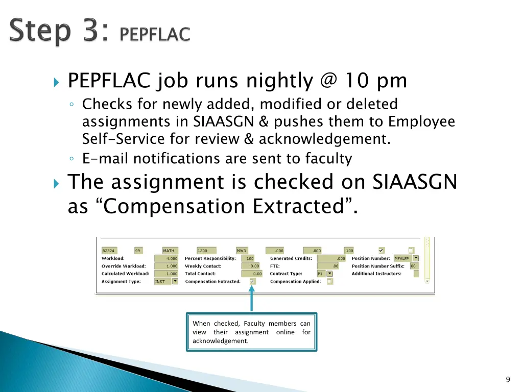 pepflac job runs nightly @ 10 pm checks for newly