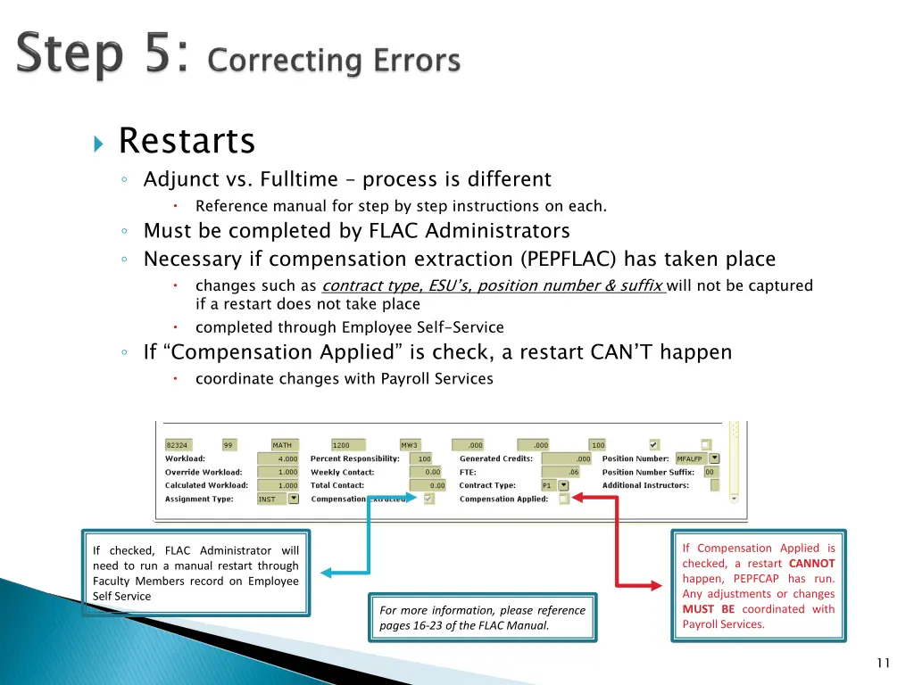 restarts adjunct vs fulltime process is different