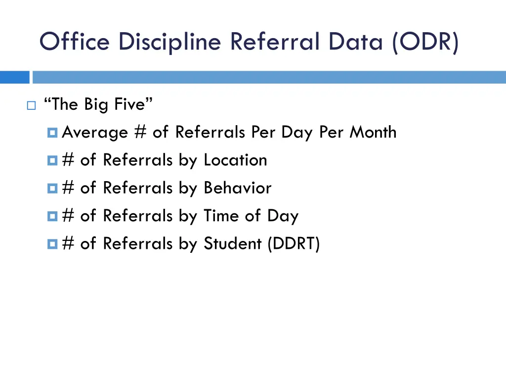 office discipline referral data odr