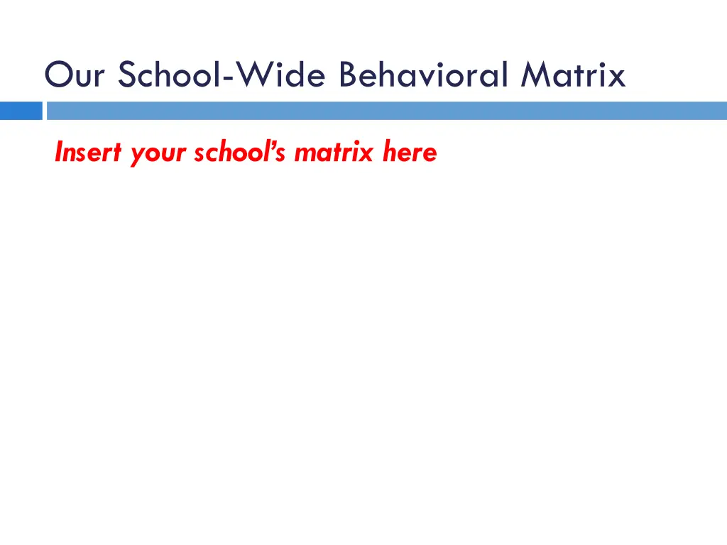 our school wide behavioral matrix