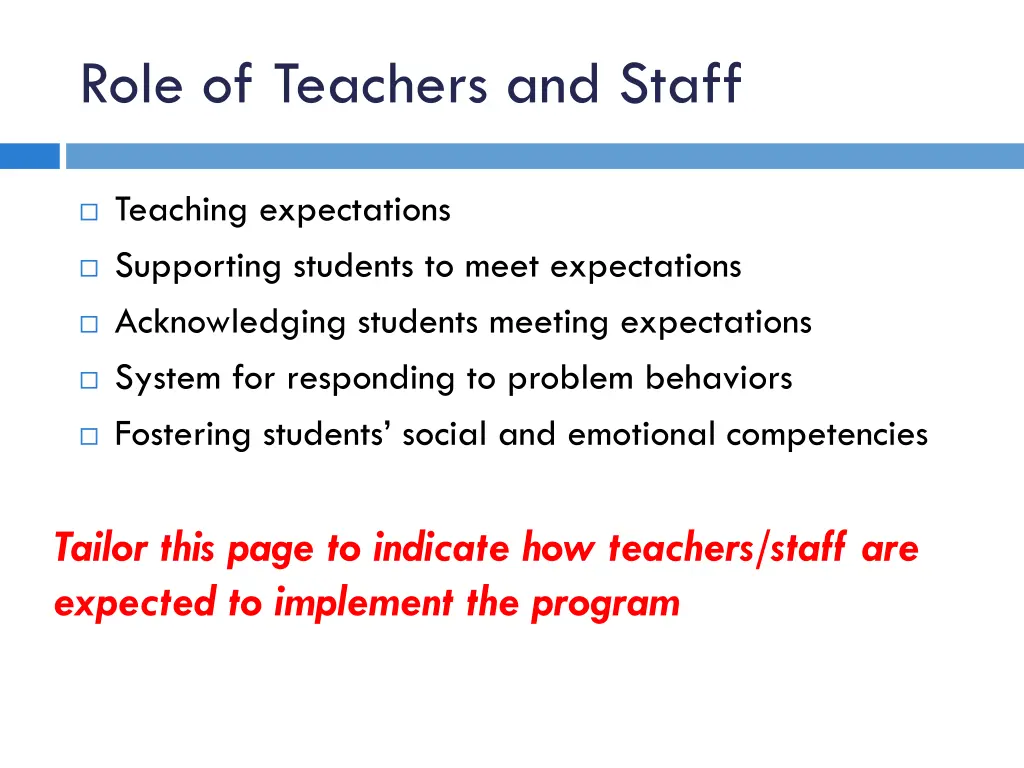 role of teachers and staff