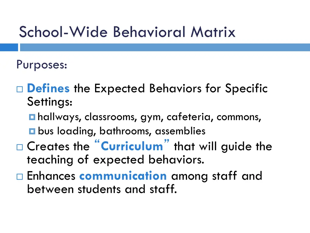 school wide behavioral matrix