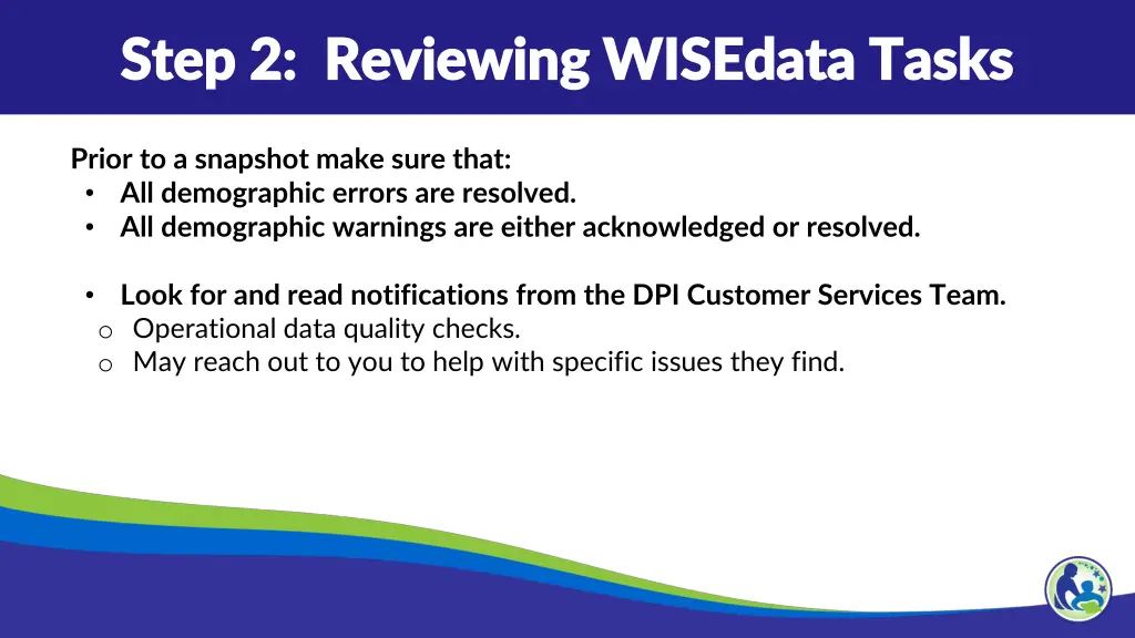 step 2 reviewing wisedata tasks step 2 reviewing