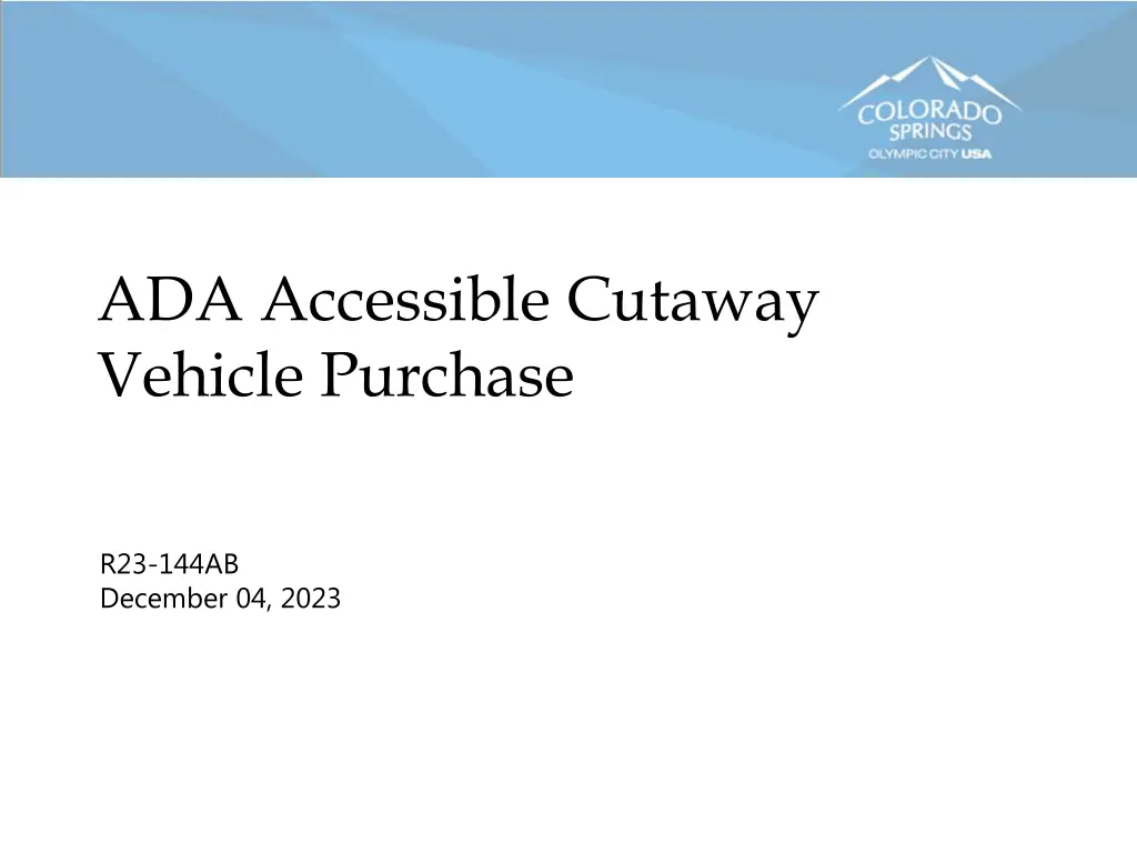 ada accessible cutaway vehicle purchase