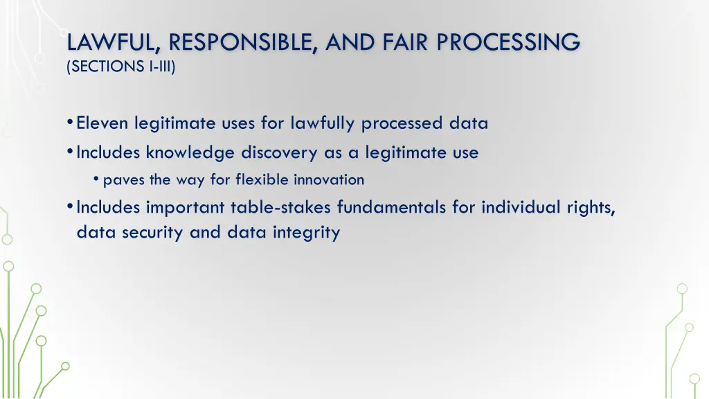 lawful responsible and fair processing sections