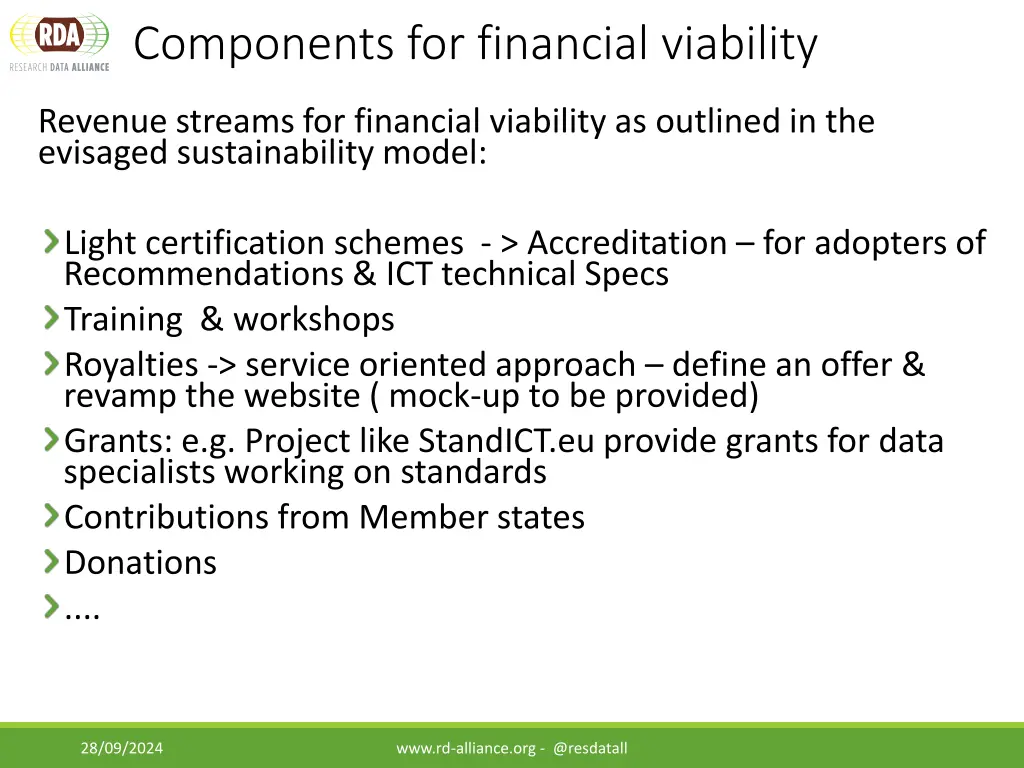 components for financial viability