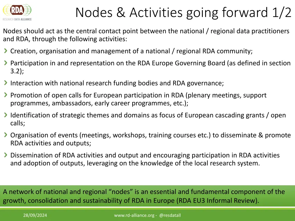 nodes activities going forward 1 2