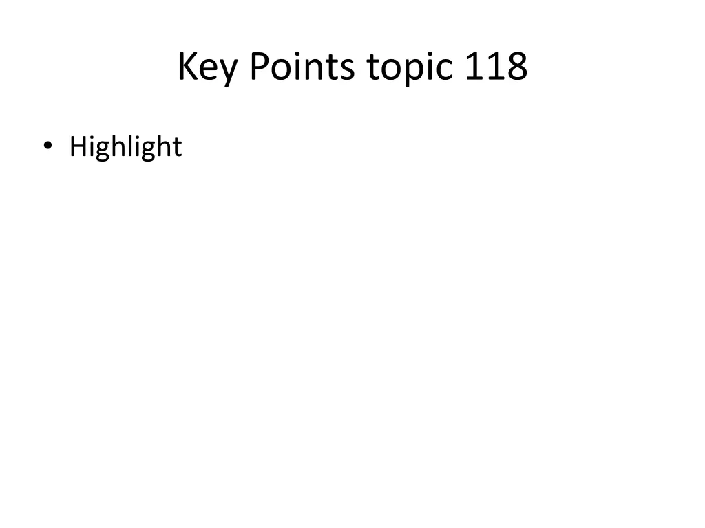 key points topic 118