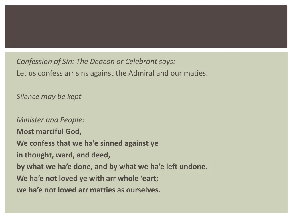 confession of sin the deacon or celebrant says