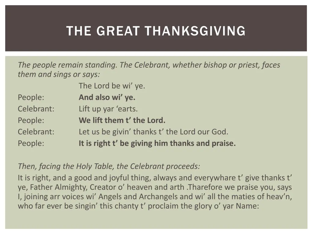 the great thanksgiving