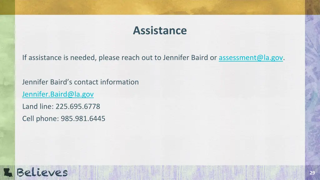 assistance