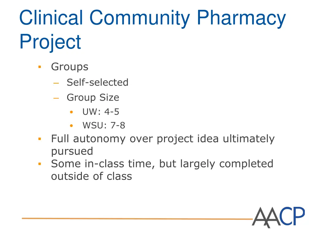 clinical community pharmacy project