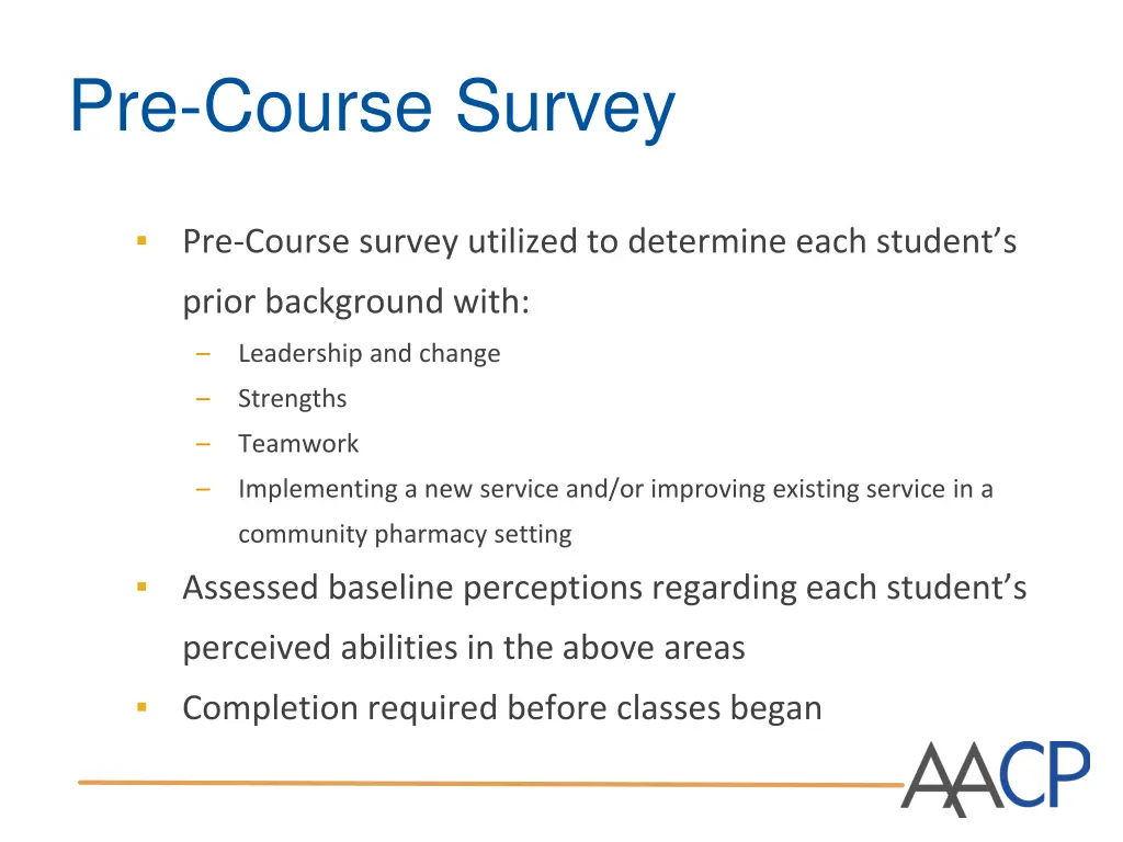 pre course survey