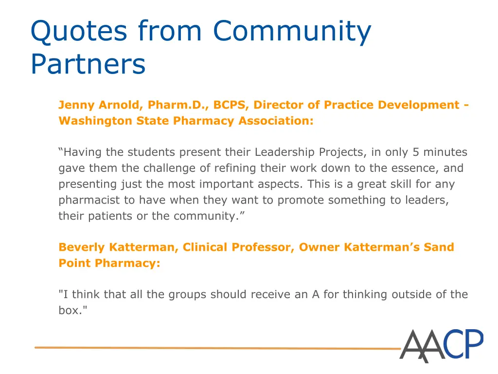 quotes from community partners