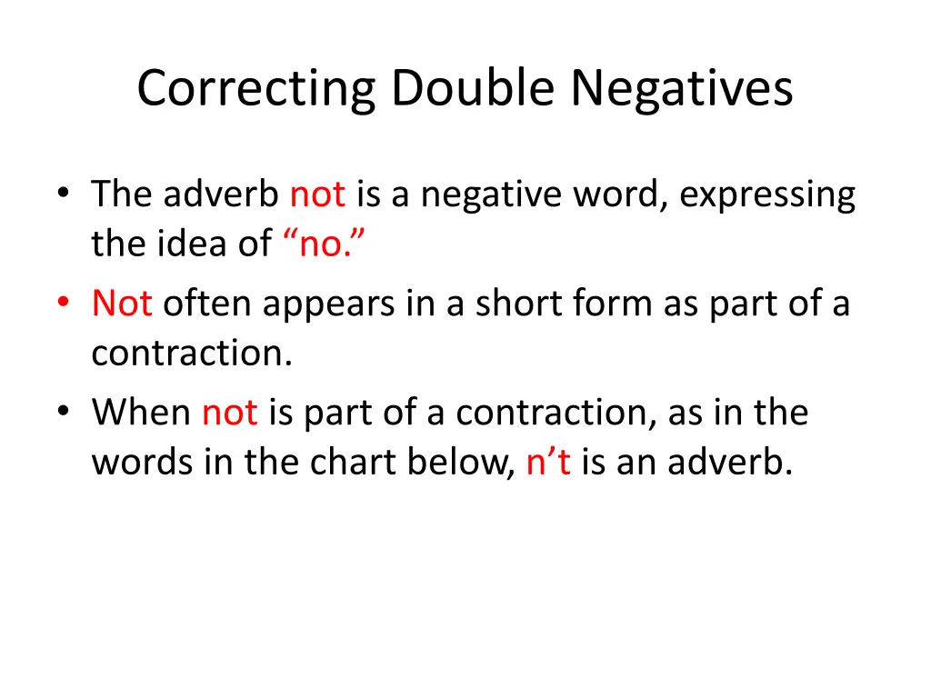 correcting double negatives