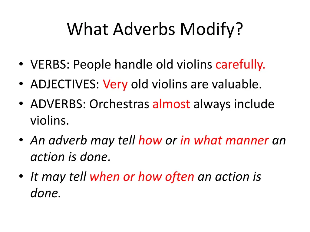 what adverbs modify