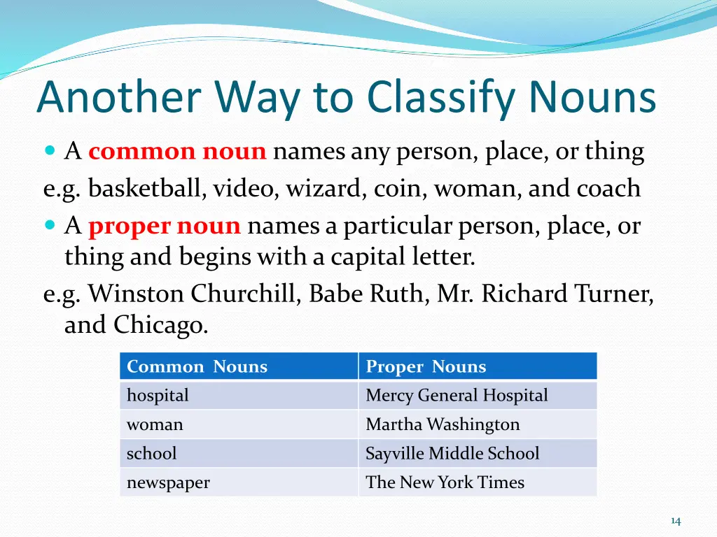 another way to classify nouns