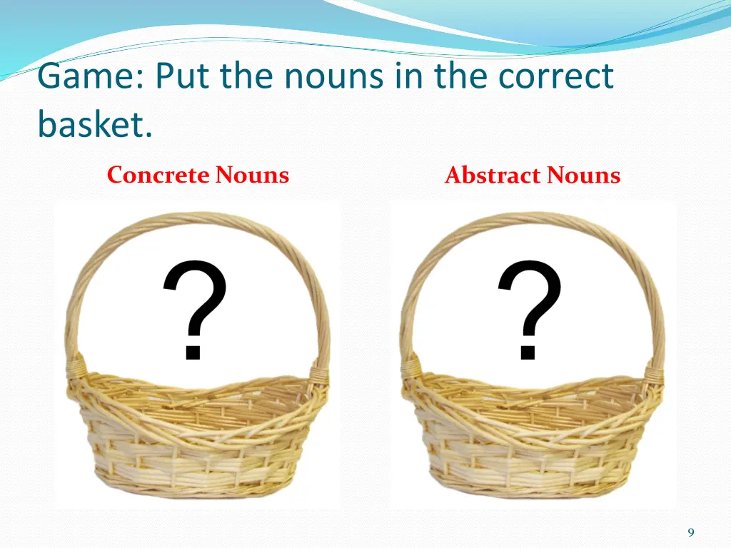 game put the nouns in the correct basket