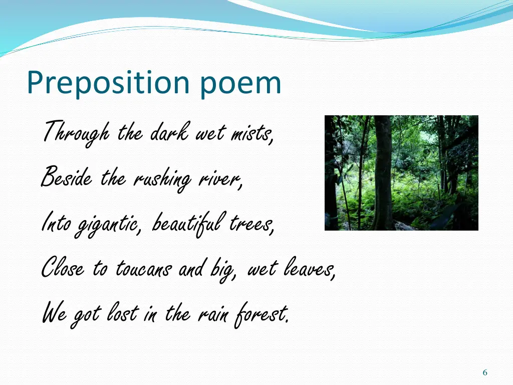 preposition poem through the dark wet mists