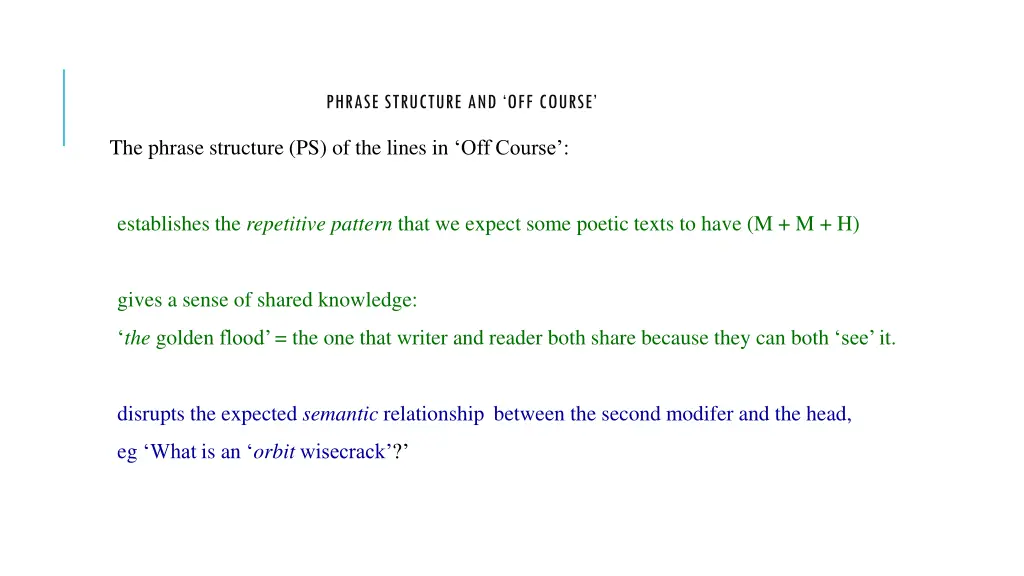 phrase structure and off course 1