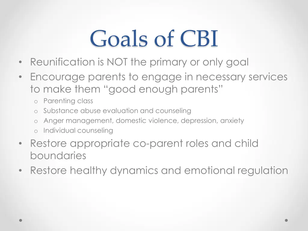 goals of cbi