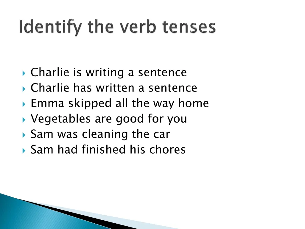 charlie is writing a sentence charlie has written