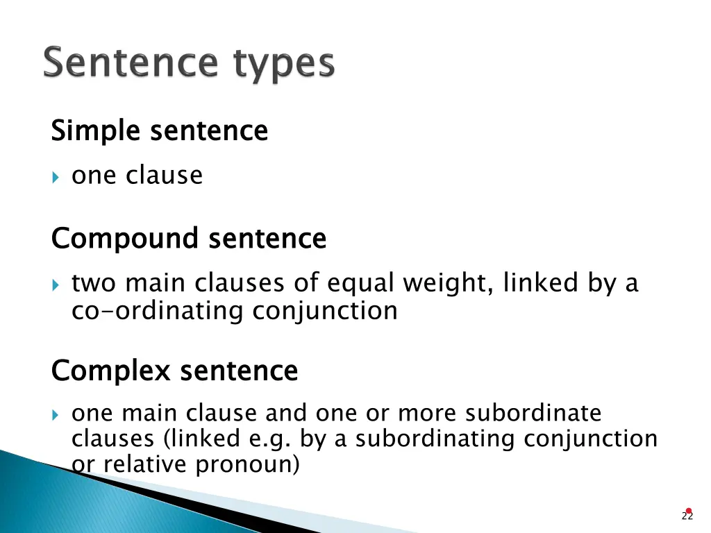 simple sentence one clause