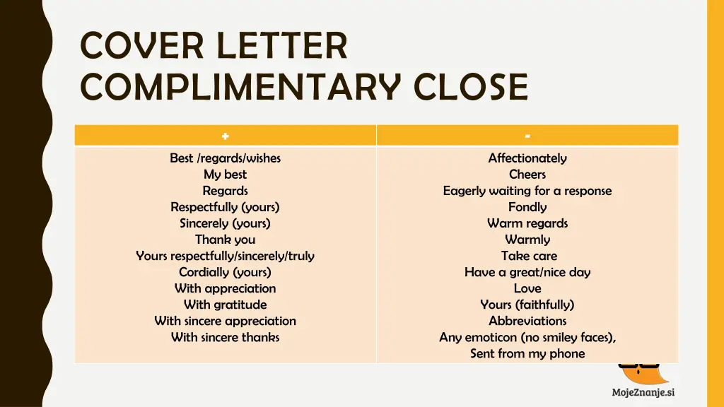 cover letter complimentary close