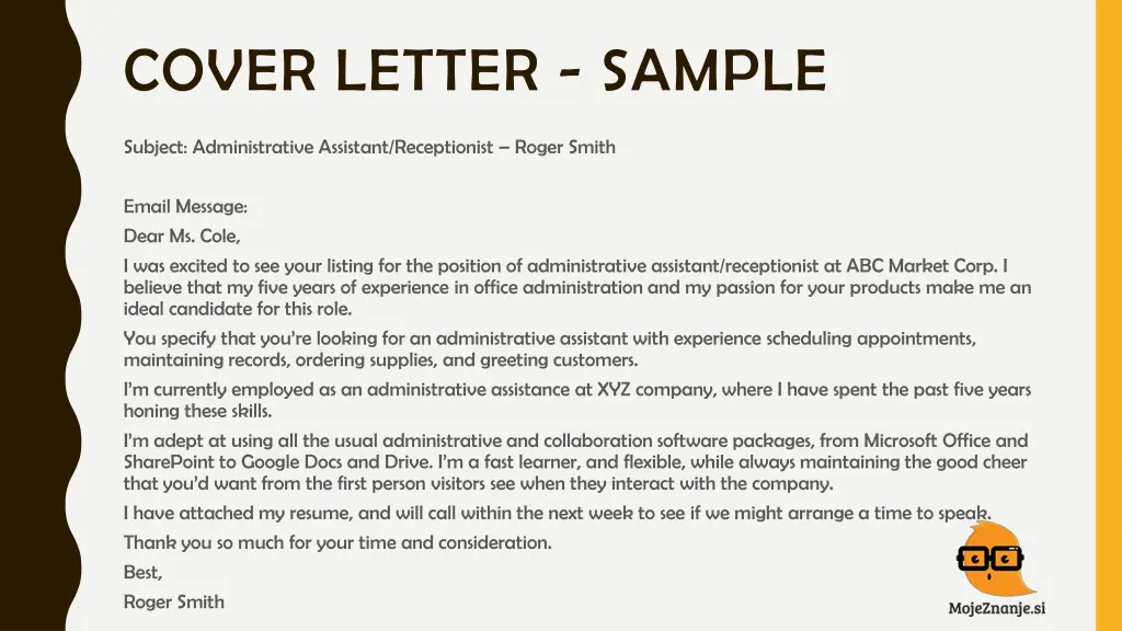 cover letter sample