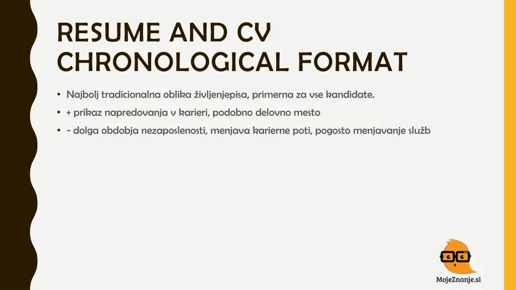 resume and cv chronological format