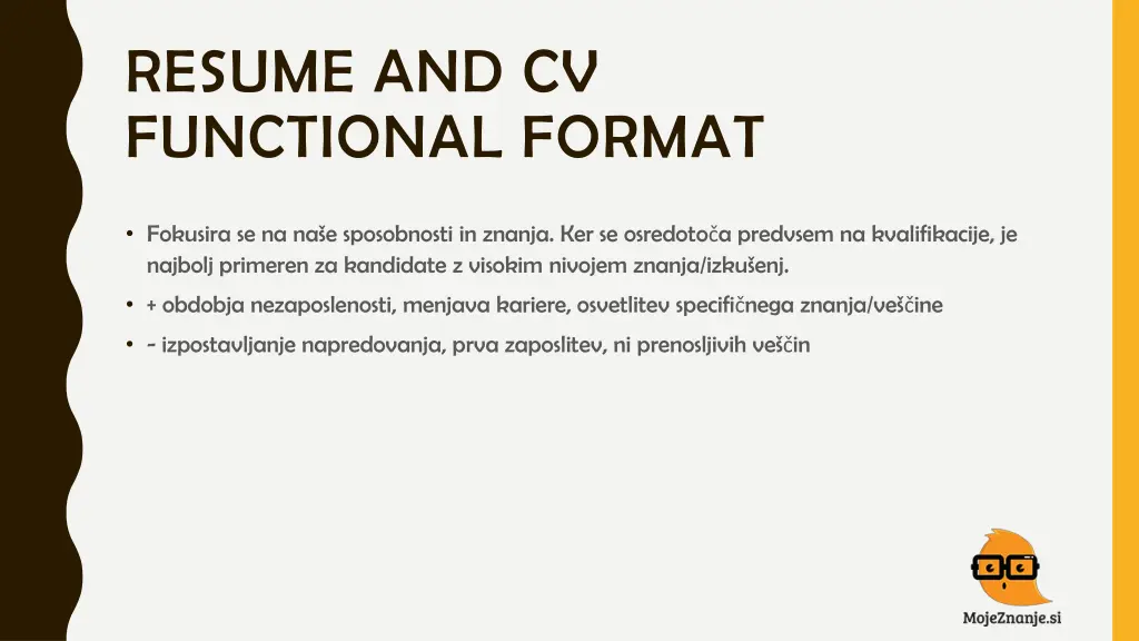 resume and cv functional format