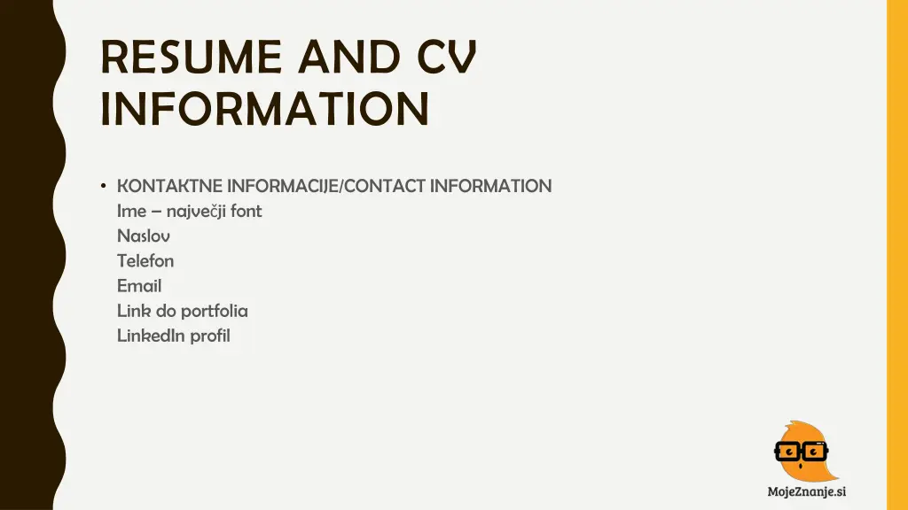 resume and cv information