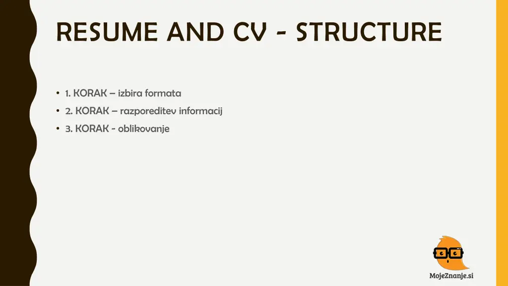 resume and cv structure