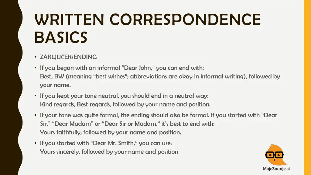 written correspondence basics 4