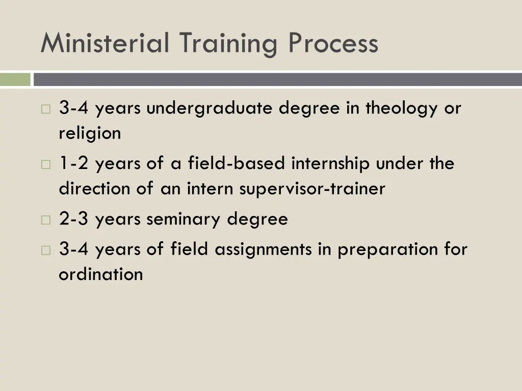 ministerial training process