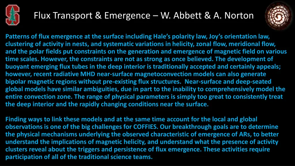 flux transport emergence w abbett a norton