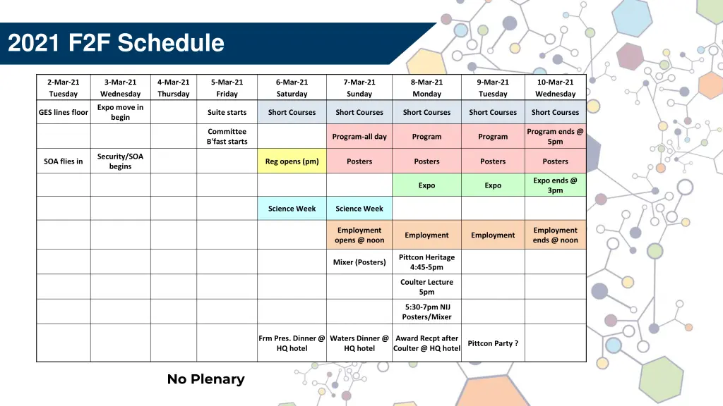 2021 f2f schedule