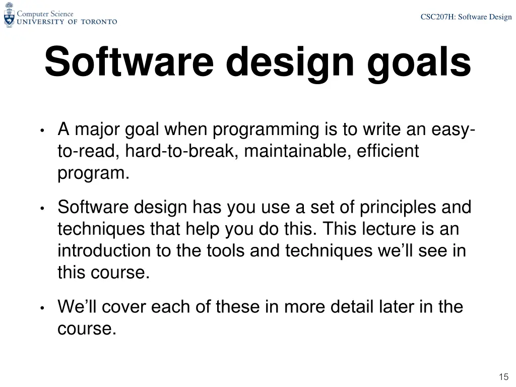 csc207h software design 13