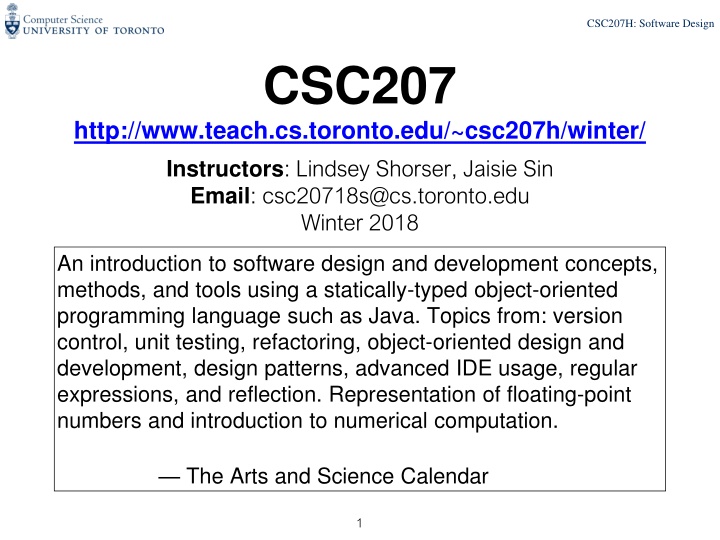 csc207h software design